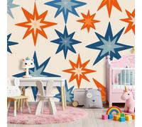Papel pintado fotográfico no tejido 200 x 140 cm Gigante Póster Abstracto Estrellas Geométrico Decoración, Color Naranja Decoración de pared de papel tapiz panorámico 3D