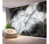 Papel pintado fotográfico no tejido 200 x 140 cm Gigante Póster Mármol Moderno Decoración, Negro Blanco Decoración de pared de papel tapiz panorámico 3D