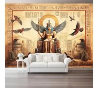 Papel pintado fotográfico no tejido 300 x 210 cm Gigante Póster Figura Egipcia Retro Decoración, Marrón Decoración de pared de papel tapiz panorámico 3D