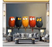 Papel pintado fotográfico no tejido 350 x 256 cm, diseño de búho, diseño de animales de dibujos animados