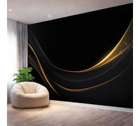 Papel pintado fotográfico no tejido 350 x 256 cm Gigante Póster Líneas Elegantes Minimalistas Decoración, Negro Decoración de pared de papel tapiz panorámico 3D