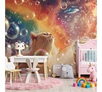 Papel pintado fotográfico no tejido 400 x 280 cm Gigante Póster Animales Gatos Burbujas Decoración, Color Decoración de pared de papel tapiz panorámico 3D