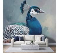 Papel pintado fotográfico no tejido, 500 x 280 cm, animales salvajes, papel pintado panorámico de alta calidad, para sala de estar y dormitorio, pavo real revestimiento de pared