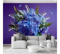 Papel pintado fotográfico no tejido con diseño de hortensias, 300 x 210 cm, mural de pared, fotografía botánica, arte mural, para salón, dormitorio, oficina, cocina y baño