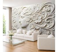 Papel Pintado Fotográfico No Tejido con Elegante Perfil De Dama, Mural De Pared De 280 × 200 cm (Ancho X Alto), Decoración Floral De Lujo De Estilo Vintage para Sala De Estar - Decoración Del Ho