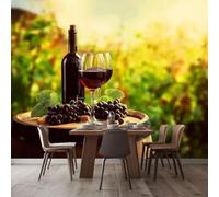 Papel pintado fotográfico no tejido, planta hiperrealista, uvas, taza, verde, para salón, dormitorio, adhesivo de pared con efecto 3D - decoración de pared moderna, pegatinas de 200 cm x 140 cm - cuad