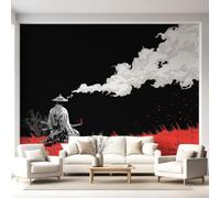 Papel pintado fotográfico oriental japonés estilo minimalista silueta 400 x 280 cm fieltro decoración de pared papel pintado pared pared papel pintado decoración pared estudio habitación salón