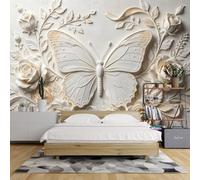 Papel Pintado Fotográfico Panorámico 3D De Mariposas No Tejidas De 140X104 Pulgadas (Ancho X Alto) Mural De Pared Floral Póster Papel Pintado Fotográfico Elegante Revestimiento De Pared Decorati
