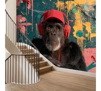 Papel pintado fotográfico panorámico personalizado, 400 x 280 cm, arte callejero, graffiti, animales, chimpancés, efecto 3D, papel pintado fotográfico, mural, decoración para sala de estar, dormitorio