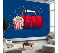 Papel pintado fotográfico panorámico personalizado de 350 x 256 cm de alto, mural decorativo de pared estilo caricatura, diseño moderno de estrellas de palomitas de maíz de cine
