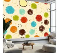 Papel pintado fotográfico panorámico personalizado de 400 x 280 cm, diseño retro de lunares de dibujos animados - Colorido papel pintado no tejido para decoración, póster de pared, diseño moderno