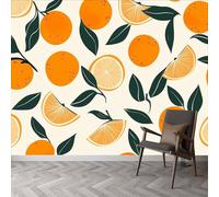 Papel pintado fotográfico para habitación infantil, 200 x 140 cm, diseño de plantas de acuarela, color naranja