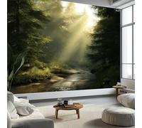 Papel pintado fotográfico para habitación infantil, diseño de paisaje natural, con sol, bosque, arroyo, árboles, papel pintado no tejido para salón, dormitorio, niños, papel pintado fotográfico, fácil