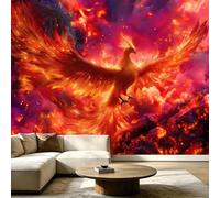 Papel pintado fotográfico Phoenix, 300 x 210 cm (ancho x alto), no tejido, impresión artística de alta calidad, diseño de animales de fantasía, mural de pared rojo anaranjado, decoración del hogar