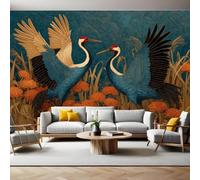 Papel Pintado Fotográfico Plantas y grúas 350 x 250 cm Gris oscuro Fotomural Moderno XXL para Decoración de Pared
