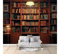 Papel pintado fotográfico retro de libros antiguos, 300 x 210 cm, no tejido, de forro polar, color marrón, para dormitorio, sala de estar, respetuoso con el medio ambiente, póster decorativo