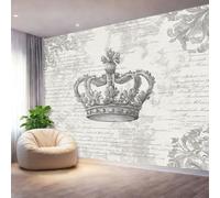Papel Pintado Fotográfico Retro Texto Corona, 400 x 280 cm mural decoración para Salón Dormitorio Comedor - Gris Patrón Papel Pintado no tejido(Not Peel And Stick)