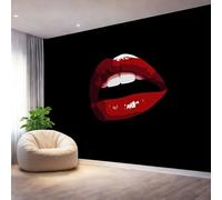 Papel Pintado Fotográfico Sencillo Labios Sensuales, 250 x 175 cm mural decoración para Salón Dormitorio Comedor - Negro Patrón Papel Pintado no tejido(Not Peel And Stick)