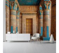 Papel Pintado Fotográfico Tradicional Egipcio Pilares De Piedra, 400 x 280 cm mural decoración para Salón Dormitorio Comedor - Marrón Patrón Papel Pintado no tejido(Not Peel And Stick)