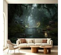 Papel pintado fotográfico tropical con diseño de pantano, arroyo, árboles, efecto 3D, decoración de pared, papel pintado fotográfico XXL, moderno papel pintado para salón, dormitorio, habitación