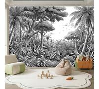 Papel pintado fotográfico tropical selva palmeras, helechos, pájaros, decoración de pared, 350 x 256 cm, papel pintado fotográfico XXL, moderno, para salón, dormitorio, habitación infantil