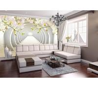 Papel pintado fotográfico Túnel Flores Decoración de pared Mural de pared Papel pintado de pared Agua 3D, 300cmx210cm