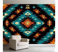 Papel pintado fotográfico turquesa de 250 x 175 cm, arte tradicional indígena americano, no tejido, impresión artística de alta calidad, mural de pared, póster moderno, para dormitorio, sala de estar