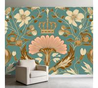Papel pintado fotográfico verde de 400 x 280 cm, diseño de corona floral Art Nouveau, no tejido, impresión artística de alta calidad, decoración de pared, póster moderno, para dormitorio, sala de