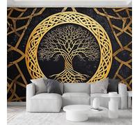 Papel pintado fotográfico vintage, 200 x 140 cm, diseño de árbol de la vida, color marrón tierra