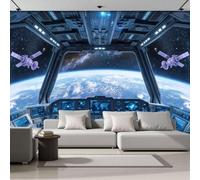 Papel Pintado Fotomural 250X175Cm Paisaje De Nave Espacial En 3D Universo De La Ciencia Ficción Tejido No Tejido Fotomural 3D | Mural De Pared Papel Pintado Decoración Salón Dormitorio, Azul