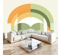 Papel Pintado Fotomural Abstracto Geométrico Arquitectura Minimalista Arte 250 x 175 cm, Mural de Pared Panorámico Verde Claro para Decoración de Salón, Dormitorio y Habitación, para Fondo de TV