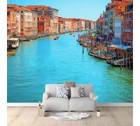 Papel Pintado Fotomural Europeo Clásico Venecia Canal Viajes 400 x 280 cm, Mural de Pared Panorámico Azul para Decoración de Salón, Dormitorio y Habitación Infantil, Ideal para Fondo de TV