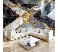 Papel Pintado Fotomural Moderno Geometría Lujo Mármol Textura 350 x 256 cm, Mural de Pared Panorámico Gris Grafito para Decoración de Salón, Dormitorio y Habitación Infantil, Ideal para Fondo de TV