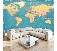 Papel Pintado Fotomural Paredes Mural Lana Papel Pintado 300 x 210 cm Mapa Del Mundo Decoración para comedores Salones Habitaciones Sala Cuarto Oficina Salón