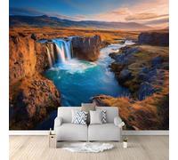Papel Pintado Fotomural Vida Silvestre Naturaleza Río Cañón Estilo Outdoor 300 x 210 cm, Mural de Pared Panorámico Camel Oscuro para Decoración de Salón, Dormitorio y Habitación, para Fondo de TV