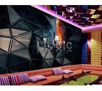Papel Pintado Fresco Negro Tridimensional Fuego Guitarra Música Tema Club Nocturno Bar Restaurante Occidental Fondo Mural De Pared Té De La Tarde Cafetería Papel Pintado,3D,400x280cm