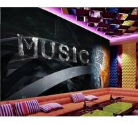 Papel Pintado Fresco Negro Tridimensional Hielo Y Fuego Micrófono Tema Musical Club Nocturno Bar Restaurante Occidental Fondo Mural De Pared Té De La Tarde Cafetería Papel Pintado,3D,150x105cm