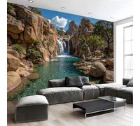 Papel Pintado Geografía Fotografía, 300Anx210Al cm, Rocas Piscinas Pared Murales Decorativos Pared Papel Tapiz Impermeable Para Cocina Baño, Fotomurales Pintura Arte Sala, Marrón