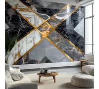 Papel Pintado Geometría Gris 250 X 175 Cm, Mural Mármol Negro Doradopapel Pintado Adhesivo Impermeable Vinilopara Muebles Sala De Estar Dormitorio Baño - Moderno Decoración De Paredes
