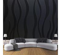Papel Pintado Geometría Moderna 300×210cm Fotomurales Para Pared 3D, Patrón De Onda Papel Tapiz Pintado En Tejido de seda - Pared Moderna,Negro Murales Fotográficos Decorativos