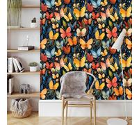 papel pintado geometrico 44 X300Lcm Mariposas De Colores papel pintado armario Diseño moderno y fácil de quitar, ideal para decorar tu oficina o salón sin complicaciones Z262510