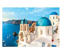 Papel Pintado Grecia Paisaje Santorini Salón Dormitorio - Incluye Pegamento - Fotomurales Pared Tejido No Tejido Decorativos Murales Fotográfico Moderno Decoración de Paredes (312x219 cm)