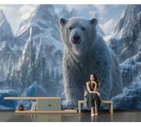 Papel Pintado Hielo Nieve Rocas Osos Polares Animales Feroces 250 × 175 cm Fotomurales Pared Seda Decorativos Murales Fotográfico De Paredes Salón Dormitorio Habitación Azul Y Blanco