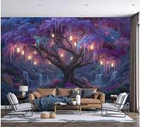 Papel Pintado Ilustraciones De Fantasía Cascada Del Árbol De La Linterna Paisaje 450x356cm Fotomurales Seda, Realismo Papel Tapiz Grande Murales Fotográfico Moderno Decoración de Paredes