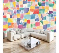 Papel Pintado Infantil 3D Formas Geométricas Modernas Con Bloques De Color 200 x 140 cm - Mural de Pared para Habitación de Niños y Niñas en Tela No Tejida - Diseño Artístico para Soñar Multicolor