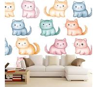 Papel Pintado Infantil 3D Lindo Gato De Acuarela 300 x 210 cm - Mural de Pared para Habitación de Niños y Niñas en Tela No Tejida Premium - Diseño Artístico para Soñar Blanco