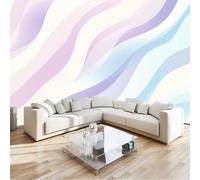 Papel Pintado Infantil 3D Líneas Modernas Suaves Y Onduladas 200 x 140 cm - Mural de Pared para Habitación de Niños y Niñas en Tela No Tejida Premium - Diseño Artístico para Soñar Blanco