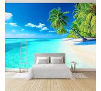 Papel Pintado Infantil 3D Moderno Estilo Resort Palmeral Playa 400 x 280 cm - Mural de Pared para Habitación de Niños y Niñas en Tela No Tejida Premium - Diseño Artístico para Soñar Multicolor