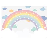 Papel Pintado Infantil Chica Arco Iris Nubes - Impresión de látex - Incluye Pegamento - Fotomurales Pared Tejido No Tejido Decorativos Murales Fotográfico Moderno Decoración de Paredes (254x184 cm)