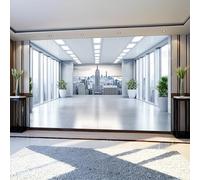 Papel Pintado Infantil Ciudades y corredores 250 x 175 cm Plata Fotomural Decorativo de Pared Tejido No Tejido